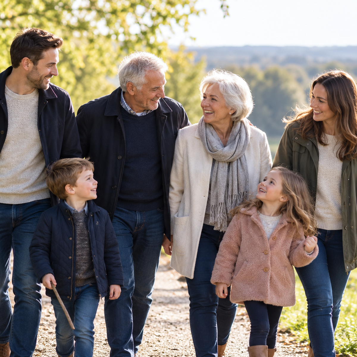 Multigenerational family spending time together outdoors